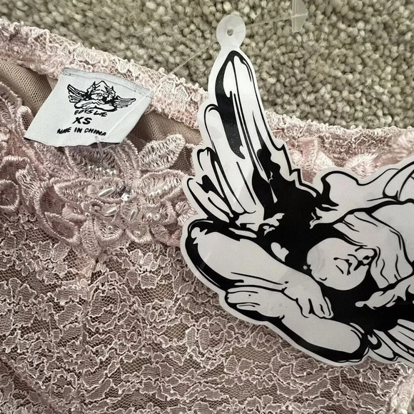 Boys‎ Lie Rose Reverie x Yung Reaper Bottom Pink Lace XS Pearl Flare Pant NEW - Picture 5 of 9